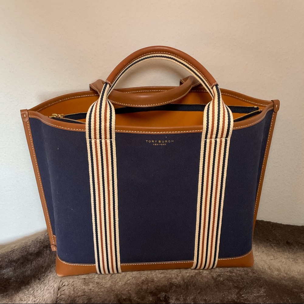 Perry Multi Stripe Canvas Triple-Compartment Tote